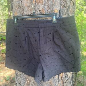 a new day Black Eyelet Flat Front Men Shorts